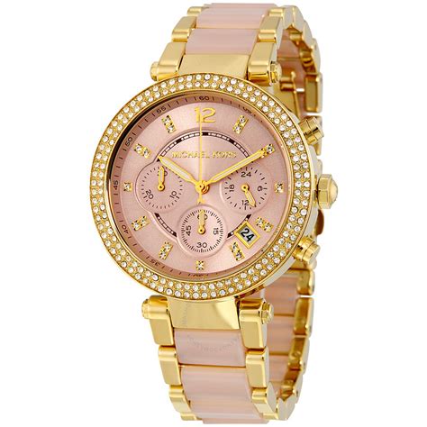 women pink mk watch